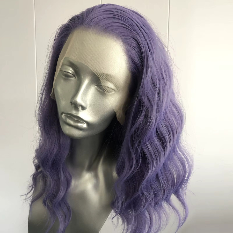 AIMEYA Lace-Front-Perücke für Damen, Lila, Tiefe Welle, Kunsthaar - Bild 3