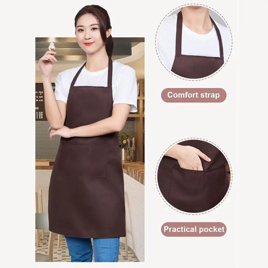 Ärmellose Küchenschürze mit Tasche in Schwarz für Koch, Kellner und zum Backen - Bild 4