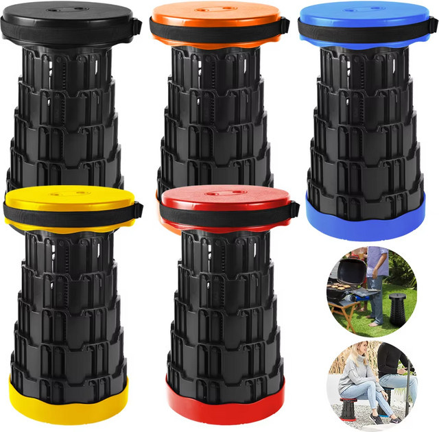 2 Stück LONENESSL Runde Klapphocker, Tragbare Ausziehbare Gartenhocker für Camping und Angeln - Bild 1