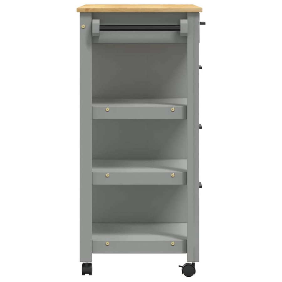 vidaXL Küchenwagen Monza aus massivem Kiefernholz in Wachsbraun, B/T/H: 84 x 40 x 90 cm - Bild 2