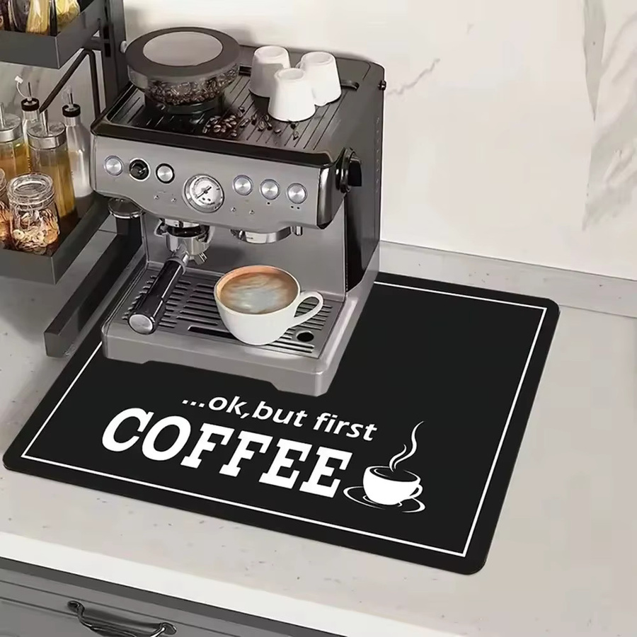 VIKAMA Kaffeemaschinenmatte mit schwarzem Schriftmuster, schnell trocknend und saugfähig - Bild 6