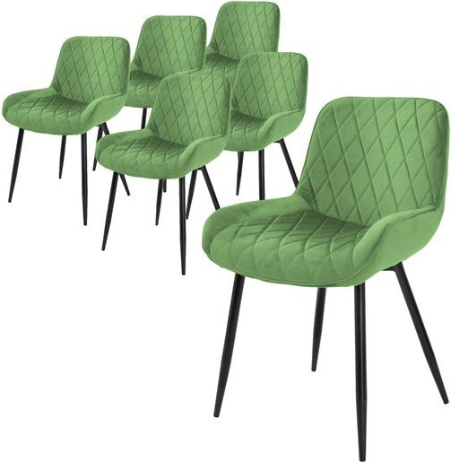 6er Set Esszimmerstühle ML-Design mit Armlehnen aus Samt in Salbei und Metallbeinen - Bild 1