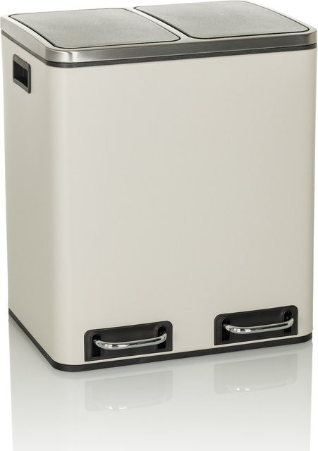 hjh OFFICE Mülleimer Clean 9 aus Stahlblech mit Soft-Close-Funktion und Pedal in Beige - Bild 1
