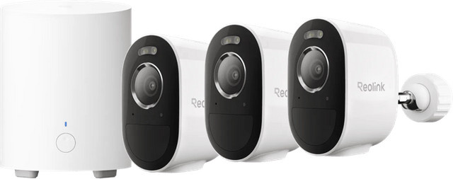 Reolink Argus B330 3er-Pack mit Home Hub 1 Lite Wi-Fi Überwachungskameras in Weiß - Bild 1