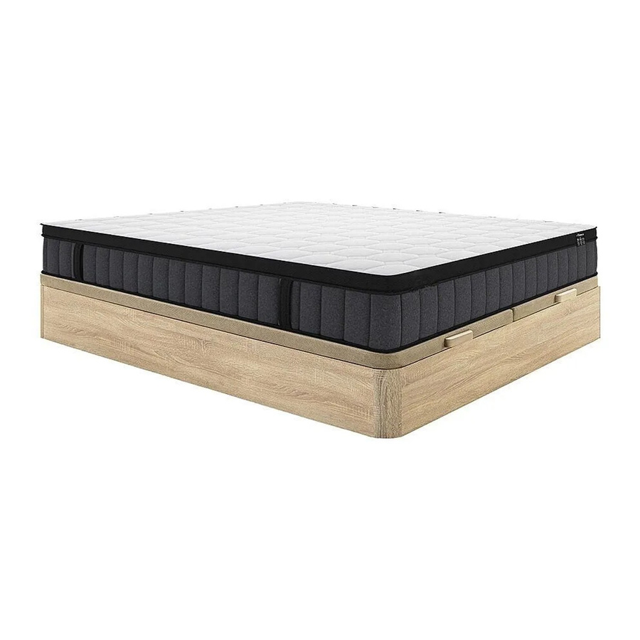 YSMÉE Hybrid-Bettgestell Tolca aus Massivholz mit Matratze und Bettkasten, Farbe Beige, B/T/H: 180 x 200 x 250 cm - Bild 2