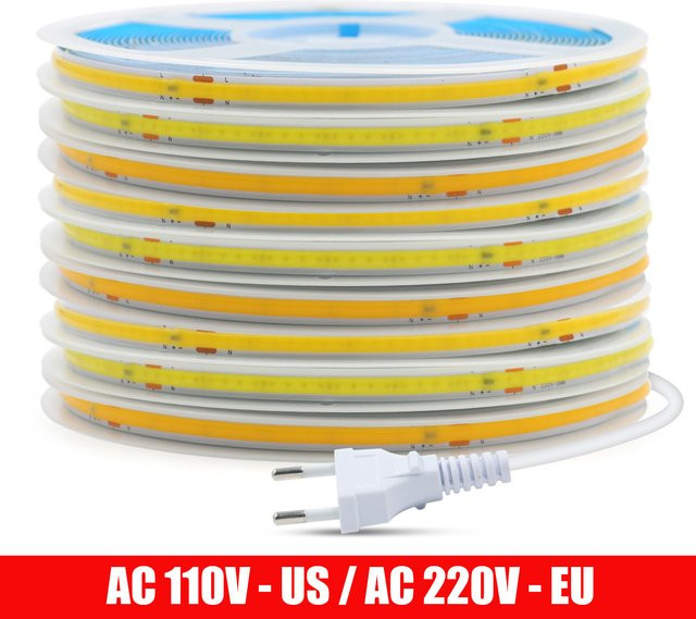 HEGEHE COB LED Streifen Licht mit 240 LEDs/m, Weiß, AC 220 V, flexibles Band für Indoor Home Decor - Bild 1