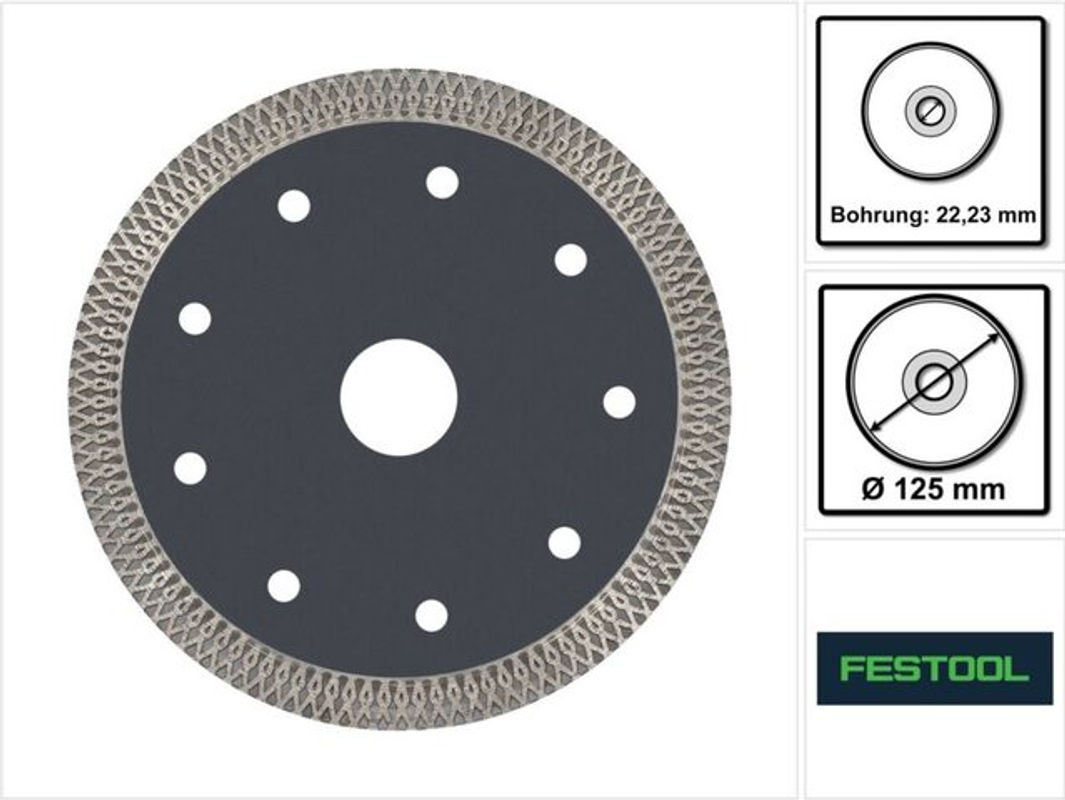Festool Diamanttrennscheibe TL-D 125 Premium für Fliesen und Beton, Farbe: Grau, Durchmesser: 125 mm - Bild 2