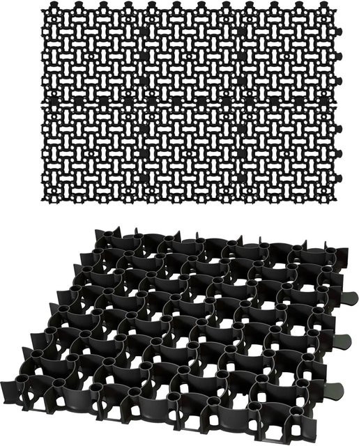 BigDean Rasengitter Paddockplatten aus Kunststoff in Schwarz, 6 Stück, B/T/H: 50 x 50 x 4 cm - Bild 1