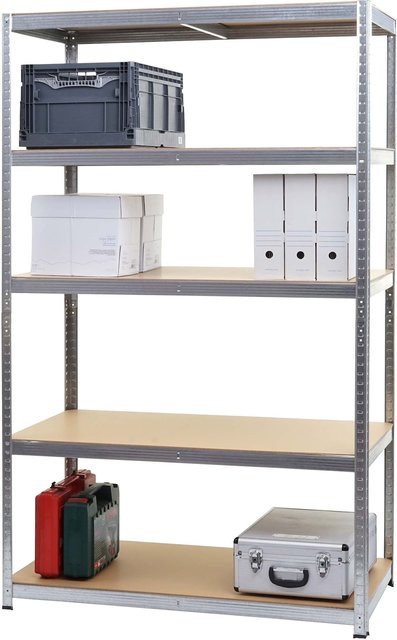 MCW Schwerlastregal E33 verzinkt in Silber mit 5 Böden, B/T/H: 200 x 120 x 60 cm - Bild 1