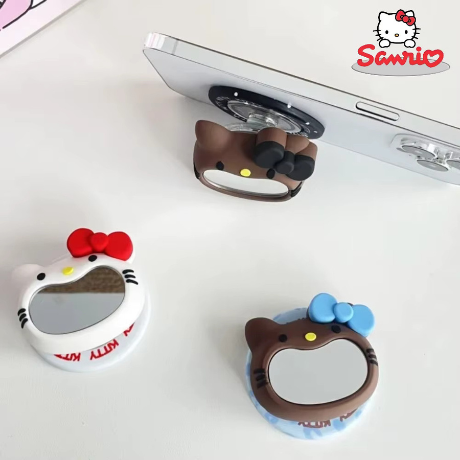 Sanrio Cute Kitty Magnetischer Handyhalter mit Spiegel und Ring als Erweiterbarer Ständer für MagSafe iPhone und Samsung Galaxy - Bild 2