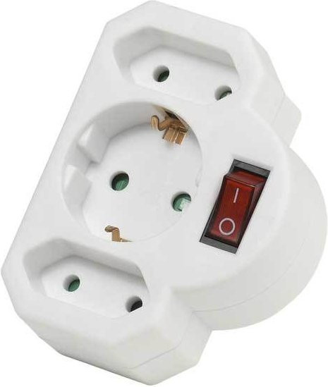 Vivanco Schuko-Adapter mit Schalter in Weiß - Bild 1