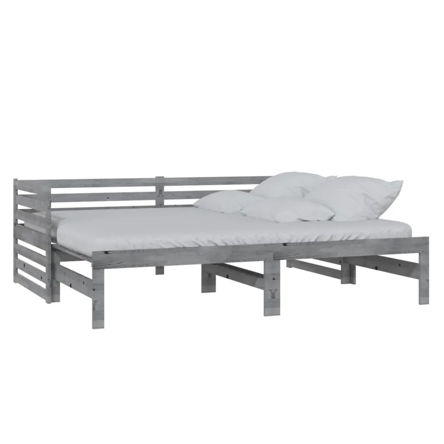 vidaXL Ausziehbares Tagesbett aus Massivholz Kiefer in Grau mit Stoffbezug B/T/H: 200 x 90 x 185 cm - Bild 2