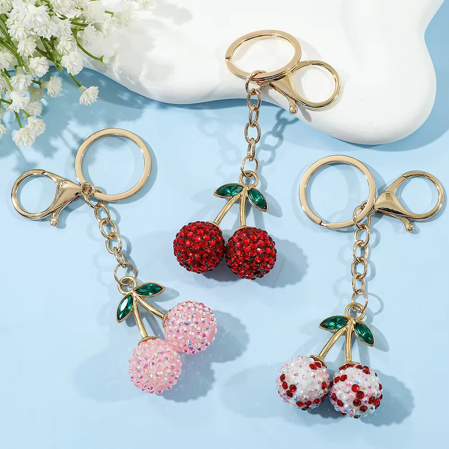 kefeng jewelry Schlüsselanhänger Kirsche, Legierung, Strass, Damen - Bild 3