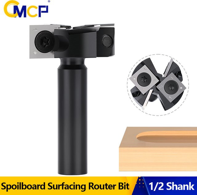CMCP CNC Spoilboard Surfacing Router Bit mit 1/2 Zoll Schaft, 4 Flöten Hartmetallplatte zum Abflachen und Hobeln von Holz - Bild 1