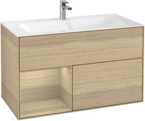 V&B Waschtischunterschrank Finion mit Regal links in Oak Veneer, B: 59,1 cm, H: 49,8 cm, T: 59,1 cm - Bild 1