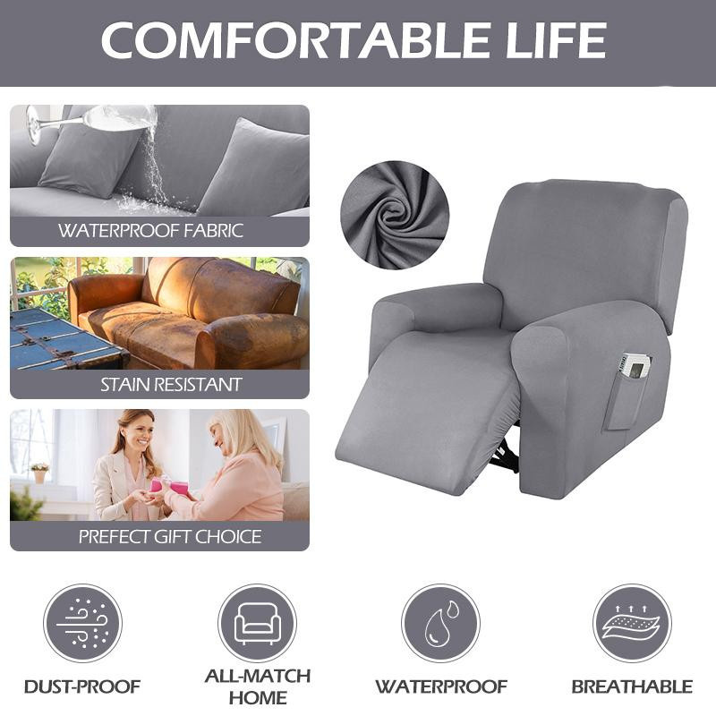 Lellen Wasserdichter Liegesofabezug für 1 Sitz, elastischer und rutschfester Recliner-Bezug aus Polyester-Spandex, weinrot - Bild 3