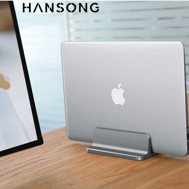 Hansong Vertikaler Laptop-Ständer aus Aluminium, faltbar, für MacBook Air Pro und Notebooks 13–17 Zoll, Schwarz und Silber - Bild 1