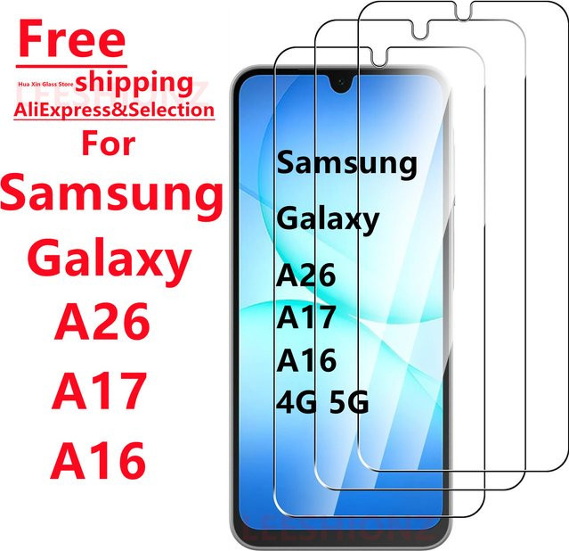 Samsung Displayschutzfolie aus gehärtetem Glas für Galaxy A26, A17 und A16, transparent - Bild 1