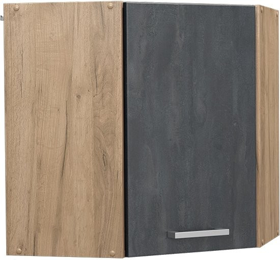 Vicco R-Line Eckhängeschrank für die Küche in Schwarz Beton und Eiche, Breite: 57 cm - Bild 1