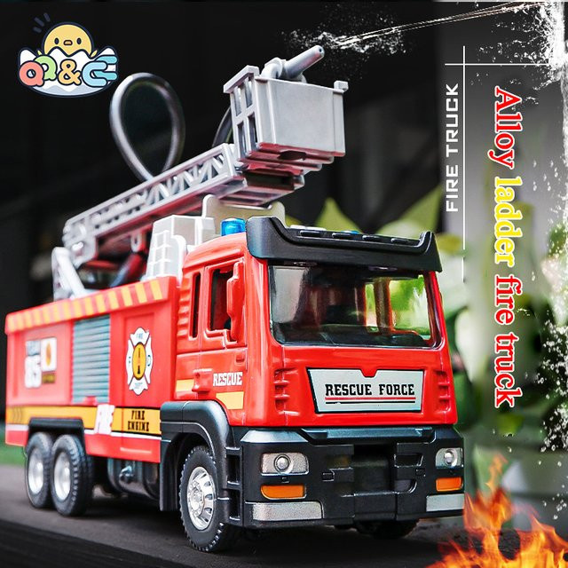 CONUSEA Feuerwehrauto Spielzeug aus Metall mit Wasser-Spray-Funktion, Licht und Sound in Rot - Bild 1