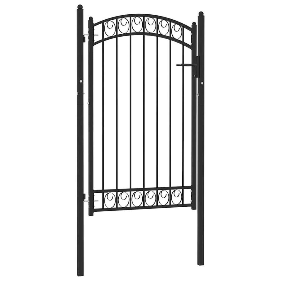 vidaXL Zauntor aus Stahl mit gewölbter Spitze in Schwarz, B: 102 cm, H: 150 cm - Bild 2