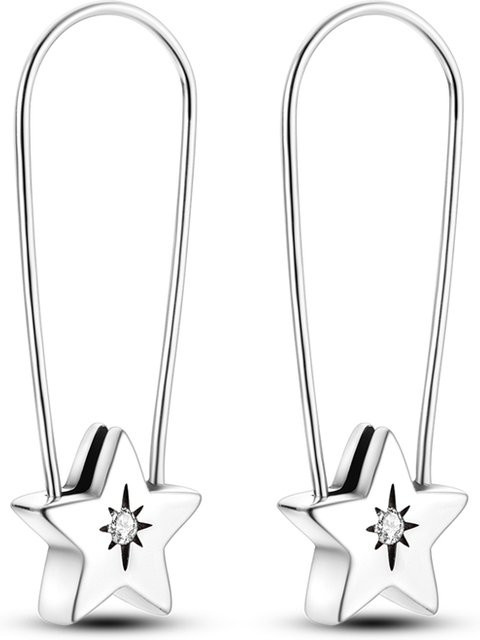 Parmuz Pin-Creolen 925 Silber, Sterne, Damen - Bild 1