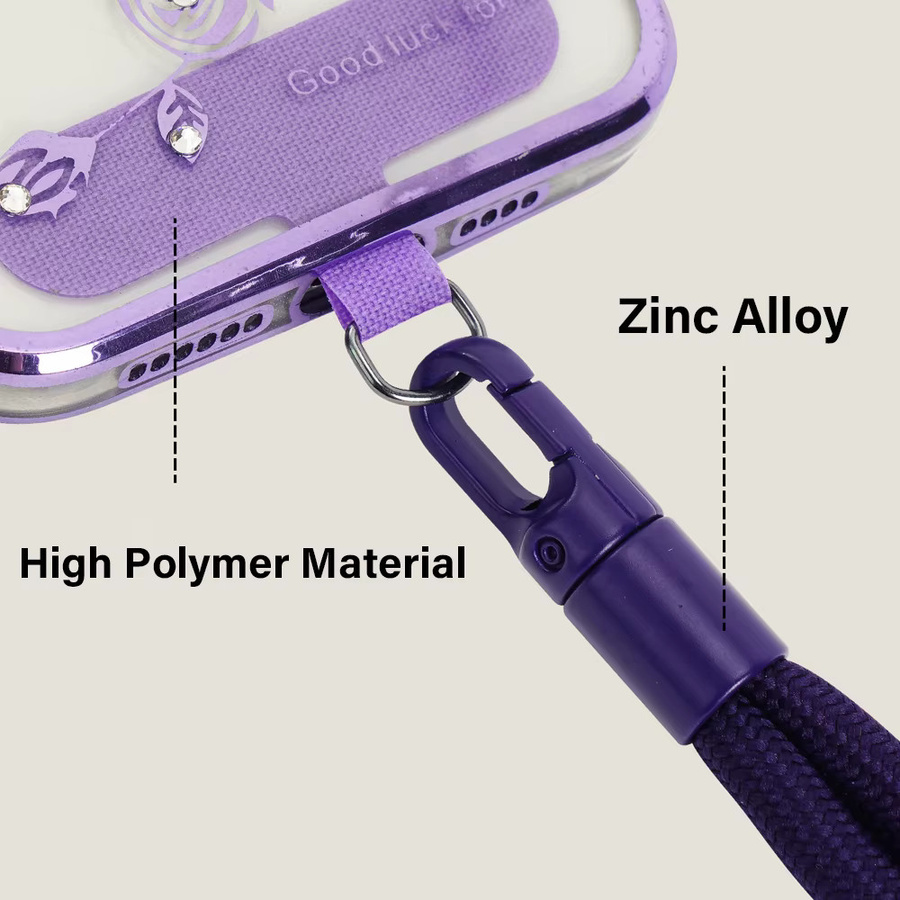 WSSHE Handy-Handgelenk-Lanyard universell verstellbar in Grau und Lila für iPhone, Samsung und Xiaomi mit 360-Grad-Drehung und Anti-Fall-Schutz - Bild 4
