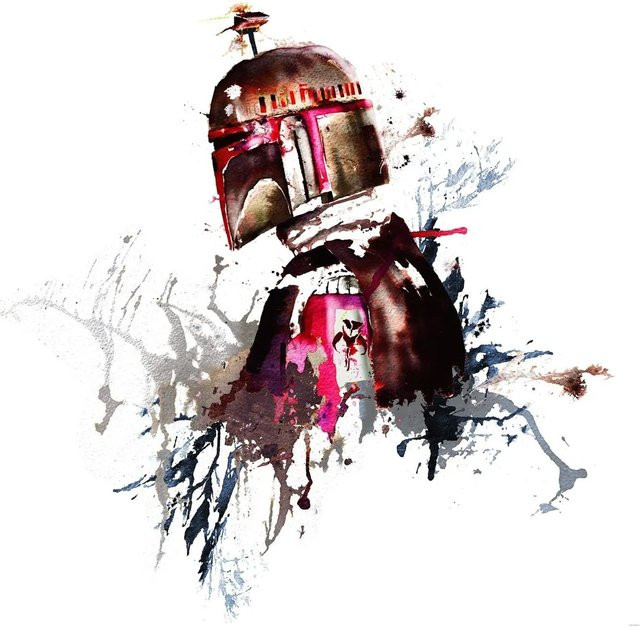 Disney Star Wars Fototapete Boba Fett in Weiß und Rot, B: 250 cm, H: 280 cm - Bild 1