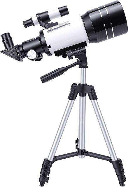 Painter Astronomie-Teleskop in Weiß mit 70mm Öffnung und 300mm Brennweite inklusive Stativ für Kinder und Erwachsene - Bild 1