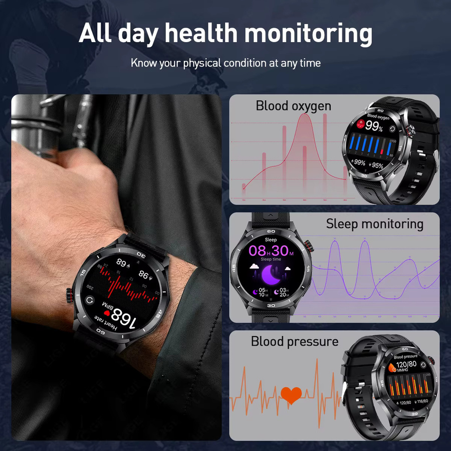 LIGE Smartwatch, Herren, Schwarz, Silikon, IP67 Wasserdicht - Bild 4