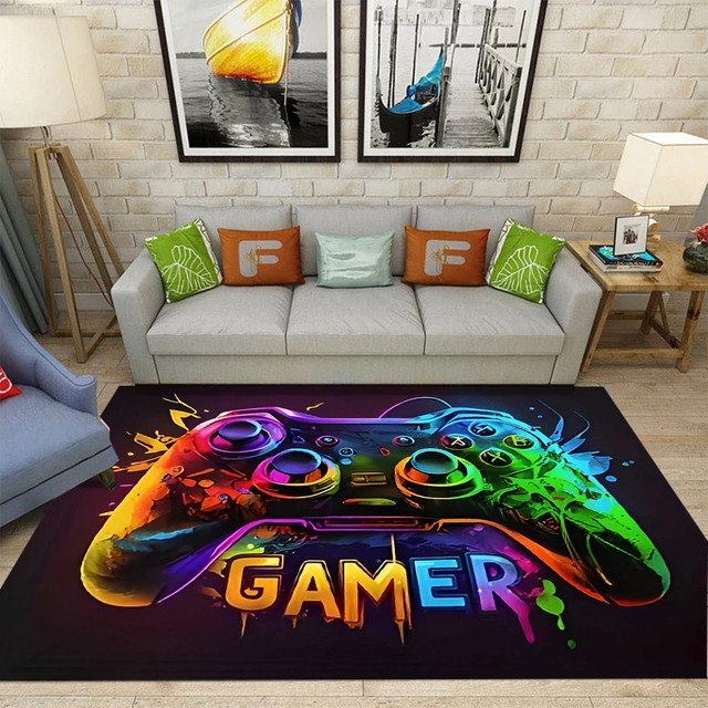 VIKAMA Game Controller Teppich für das Kinderzimmer, rutschfeste und pflegeleichte Spielmatte in Multicolour - Bild 1