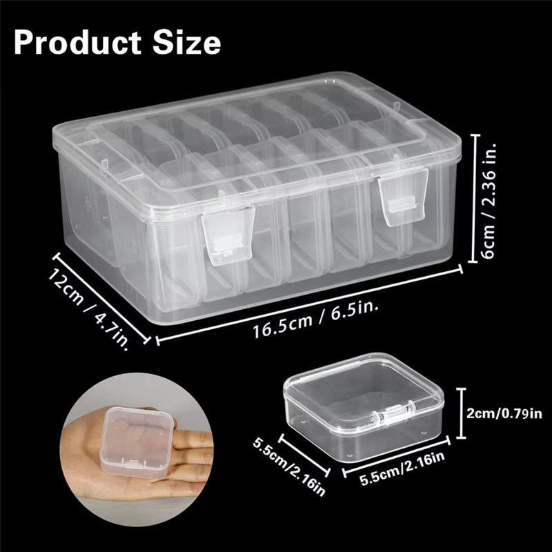 QIAO Perlen-Organizer 15-teilig aus Kunststoff in Transparent mit Klappdeckel B: 16,5 cm, T: 12,0 cm, H: 6,0 cm - Bild 2