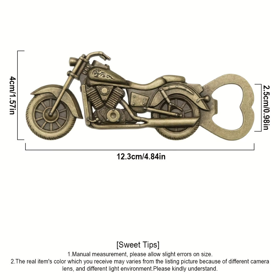 Leeseph 2er-Pack Vintage Motorrad Flaschenöffner aus Metall in Gold - Bild 2