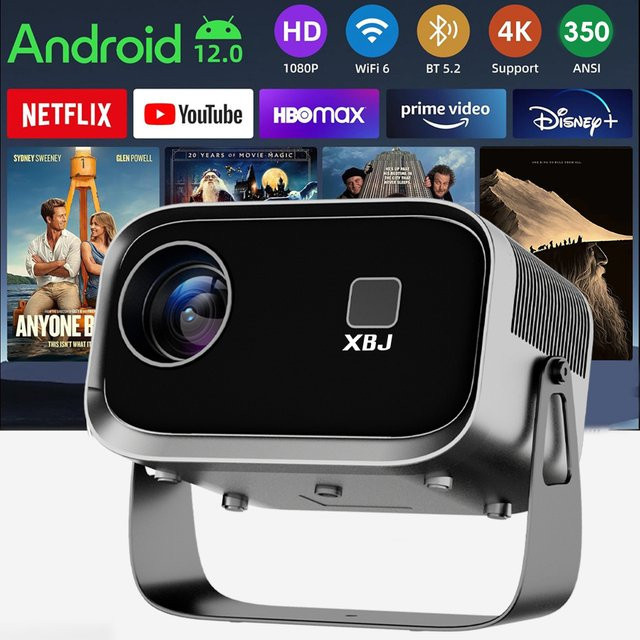 XBJ Mini 4K Projektor Wandprojektor in Grau mit WLAN, Bluetooth, HDMI und digitalem Keystone - Bild 1