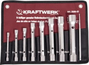Kraftwerk Rohrsteckschlüsselsatz 6-22 mm mit Stift, 9-teilig, Silber - Bild 1