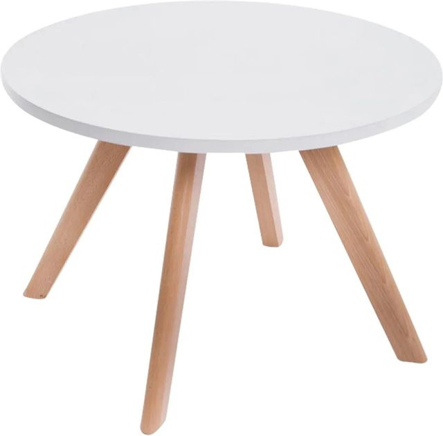 DELUKE Couchtisch VEGA runder Beistelltisch aus Holz in Weiß, B/T/H: 60 x 60 x 40 cm - Bild 1