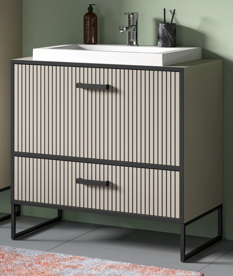Waschbeckenunterschrank Scana mit Waschbecken in Sand, Breite: 80 cm - Bild 1
