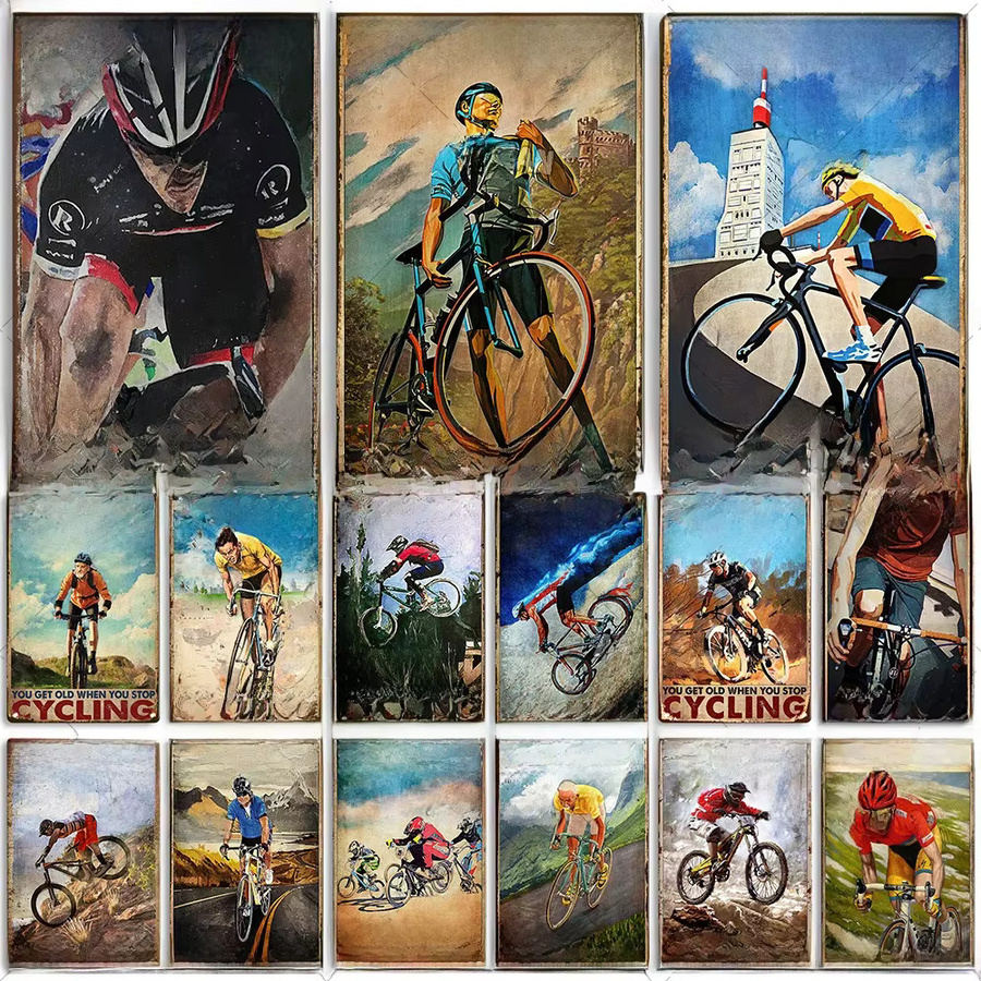 Artisian Metallschild Fahrrad Sport Dekoratives Vintage Wandposter für Garage und Bar in Mehrfarbig - Bild 1