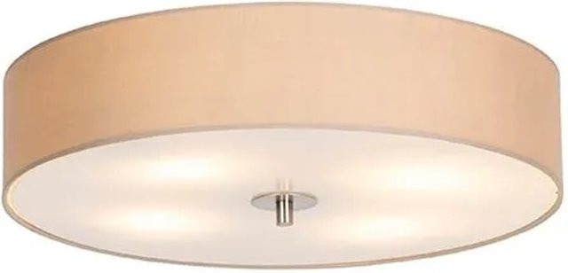 QAZQA Country Deckenleuchte Beige, runde Stofflampe aus Baumwolle und Glas, Durchmesser: 50 cm, dimmbar, E27 - Bild 1