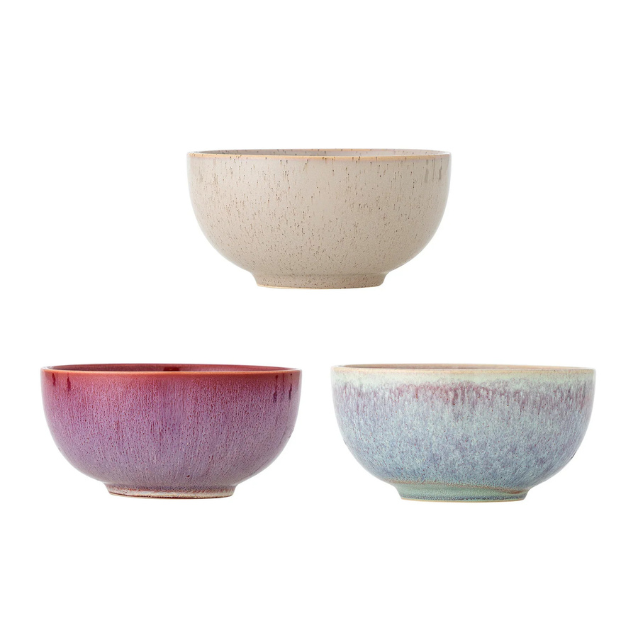 Bloomingville Addison Schalen aus Steingut, 3er-Set, rosa und mehrfarbig, Durchmesser: 16 cm - Bild 1