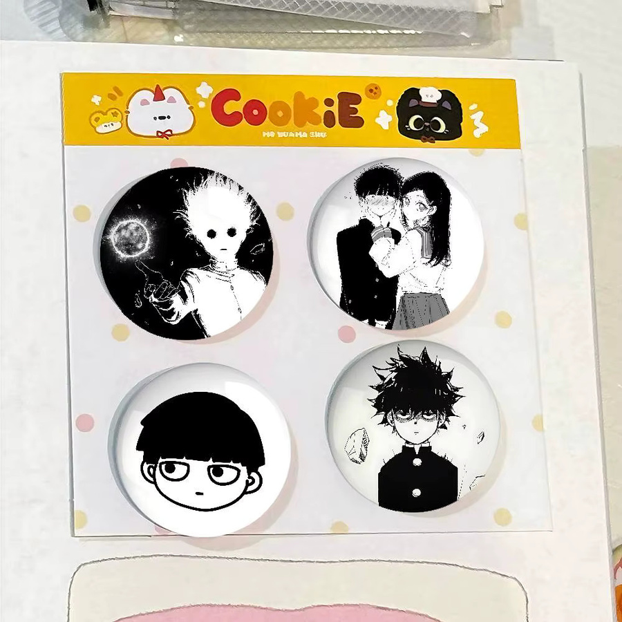 Kayou Anstecknadel, Anime M-Mob Psycho 100, schwarz-weiß, Blech - Bild 2