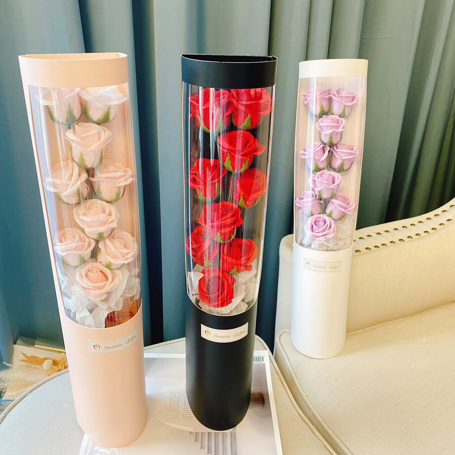 Künstlicher Seifenblumenstrauß aus Rosen in Lila als kreatives Geschenk für Valentinstag, Muttertag oder Geburtstag - Bild 2