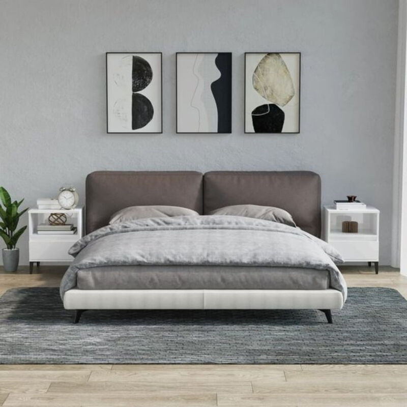 Vidaxl Set aus 2 Nachttischen in Hochglanz-Weiß im Industrial-Design, B/T/H: 40 x 35 x 50 cm - Bild 1