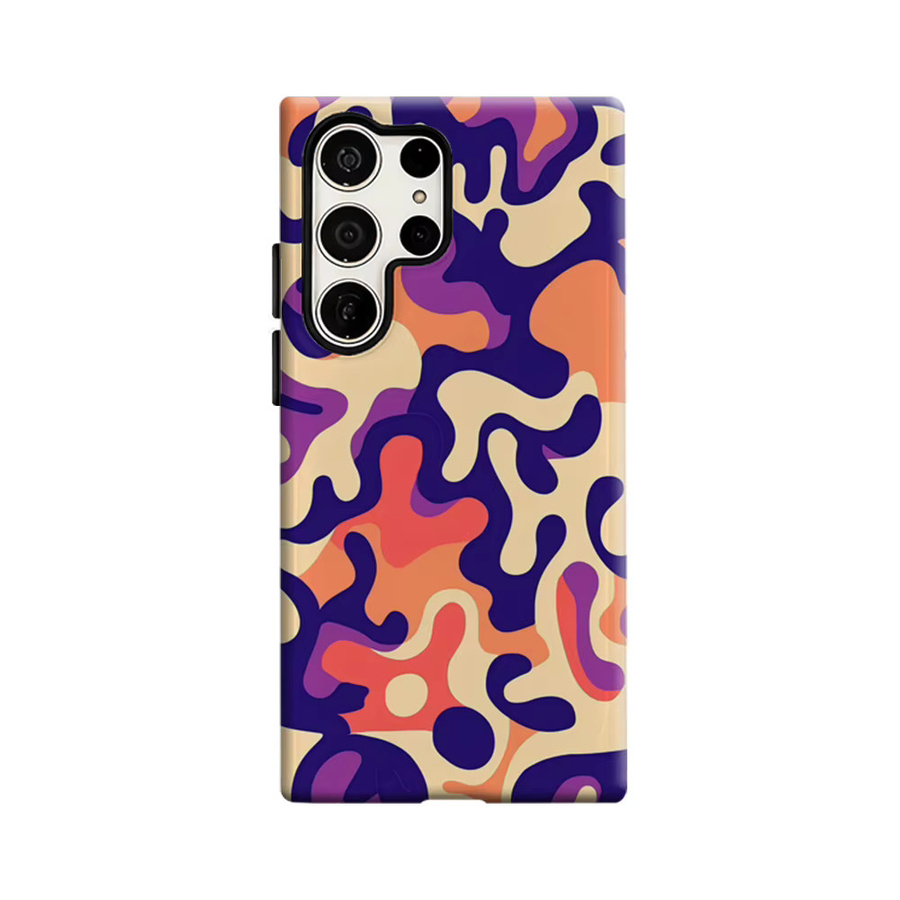 Stoßfeste Doppelschicht Handyhülle mit abstraktem Design in Lila und Orange für Samsung Galaxy S25 Ultra, S24, S23 Ultra und S23 Plus - Bild 6