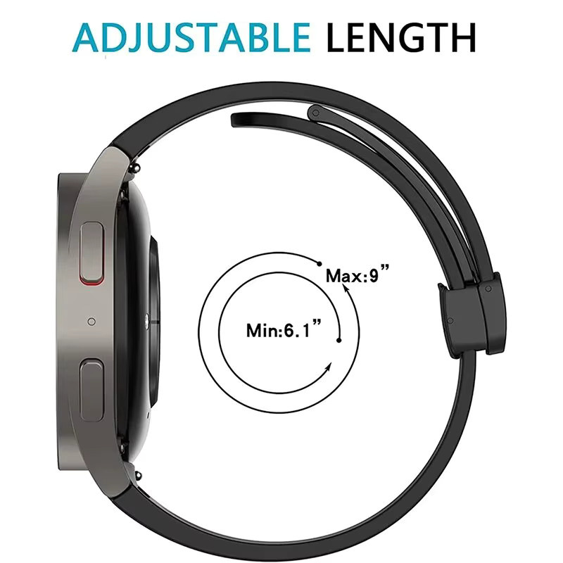 Uhrenarmband Silikon, Magnetverschluss, Schwarz, Unisex - Bild 3