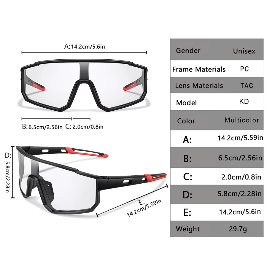 LOISRUBY Sportsonnenbrille, Unisex, Vollrand, Kunststoff, Photochrome - Bild 2