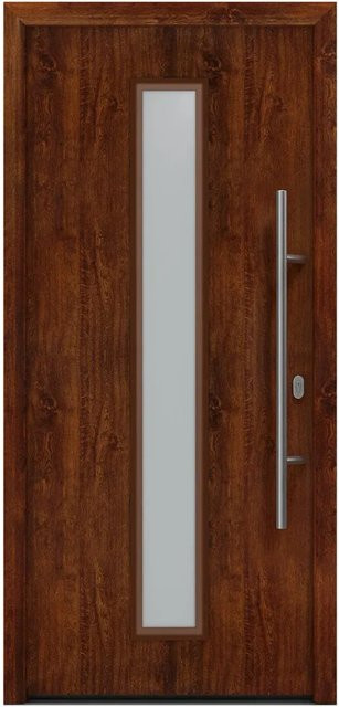 EcoStar Haustür Isopro IP 020S in Dark Oak mit Glaseinsatz, Farbe Braun, B/H: 110 x 210 cm, DIN Rechts - Bild 1