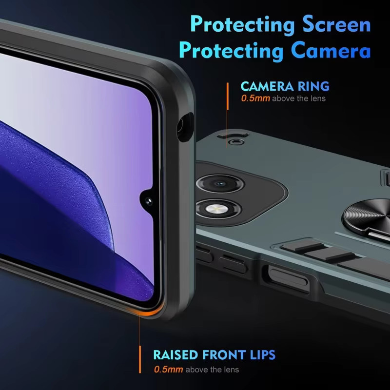 Stoßfeste Schutzhülle für Honor 400 Pro 5G, Honor 400 Lite, Honor 200 und Honor 300 Pro mit Magnetabdeckung und Ringhalter in Blau - Bild 3