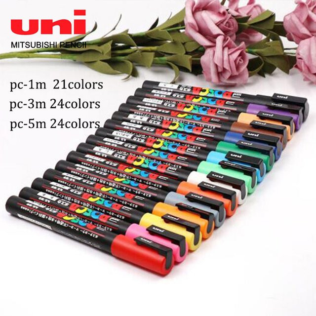 Posca Acrylmarker Set in Multicolour für Graffiti, Manga und Design, wasserfeste Permanentmarker PC-1M, PC-3M und PC-5M - Bild 1