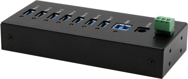 EXSYS USB 3.2 Gen 1 Metall Hub mit 7 Ports, DIN-Rail Montage, 15KV ESD Schutz, Schwarz (EX-11247HMS) - Bild 1